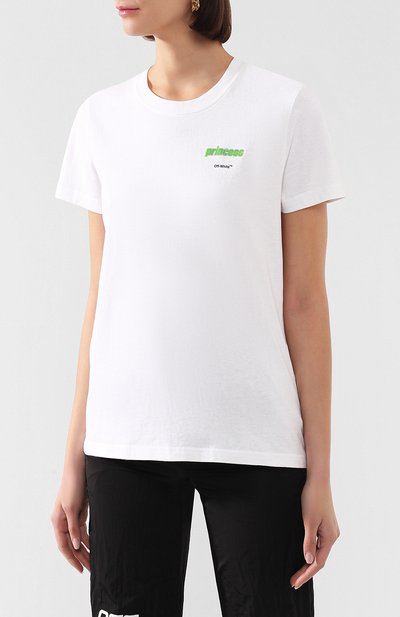 Хлопковая футболка OFF-WHITE белого цвета по цене 26200 руб., арт. 0WAA049R20B071010141, фото 3 Хлопковая футболка OFF-WHITE, арт. 0WAA049R20B071010141, фото 3