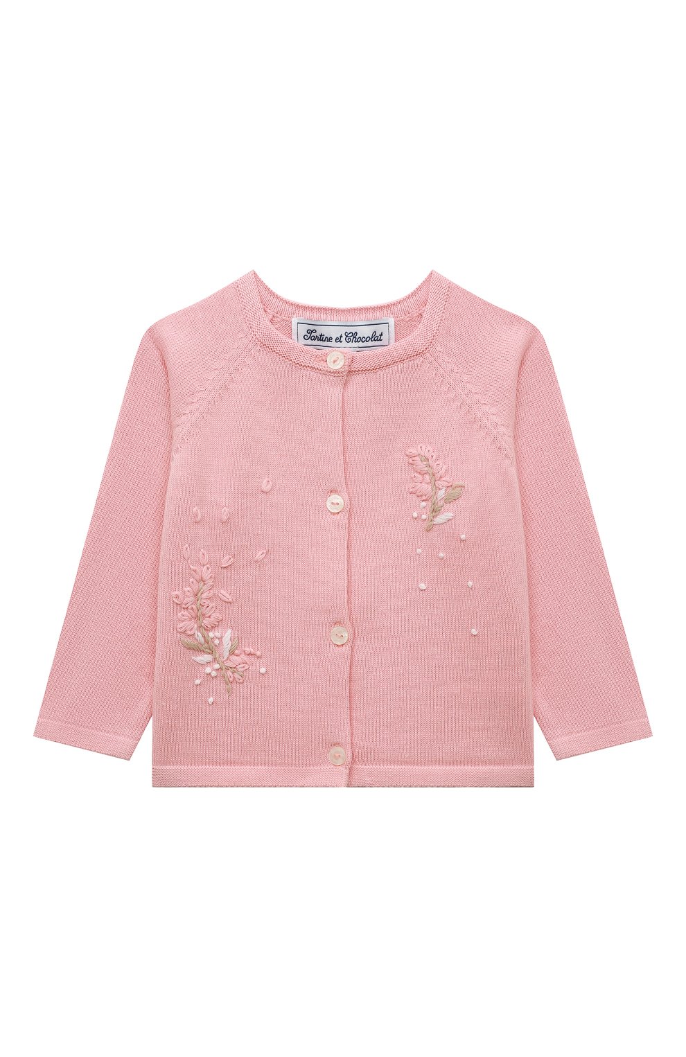Хлопковый кардиган TARTINE ET CHOCOLAT розового цвета по цене 10600 руб., арт. TU18061/18M-3A, фото 1 Хлопковый кардиган TARTINE ET CHOCOLAT, арт. TU18061/18M-3A, фото 1