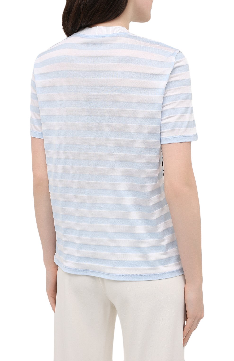 Футболка из хлопка вискозы GIORGIO ARMANI голубого цвета по цене 53650 руб., арт. 3KAM54/AJCIZ, фото 4 Футболка из хлопка вискозы GIORGIO ARMANI, арт. 3KAM54/AJCIZ, фото 4