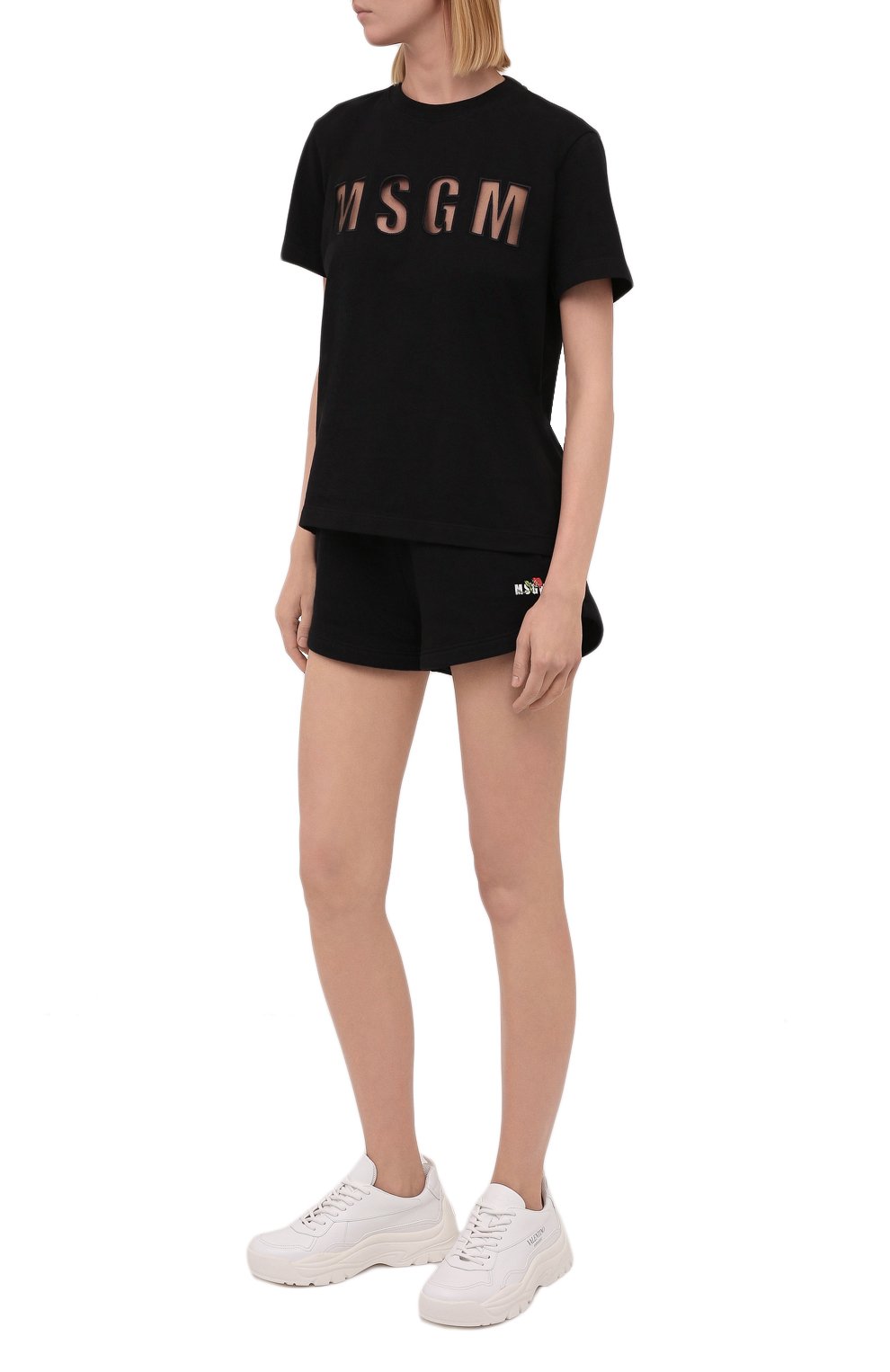 Хлопковая футболка MSGM черного цвета по цене 21350 руб., арт. 3141MDM173 217798, фото 2 Хлопковая футболка MSGM, арт. 3141MDM173 217798, фото 2
