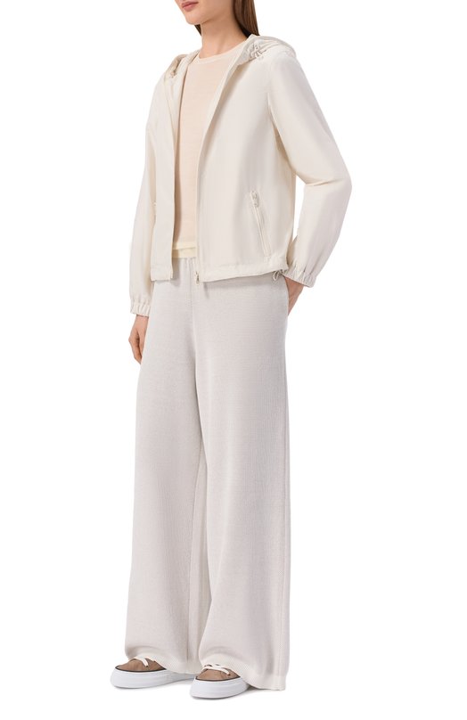 Хлопковые брюки Brunello Cucinelli M19255879 Кремовый  M19255879 Фото 2
