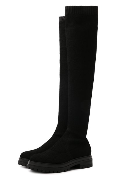 Текстильные ботфорты GIANVITO ROSSI черного цвета по цене 175500 руб., арт. G80325.20G0M.KIBNER0, фото 1 Текстильные ботфорты GIANVITO ROSSI, арт. G80325.20G0M.KIBNER0, фото 1
