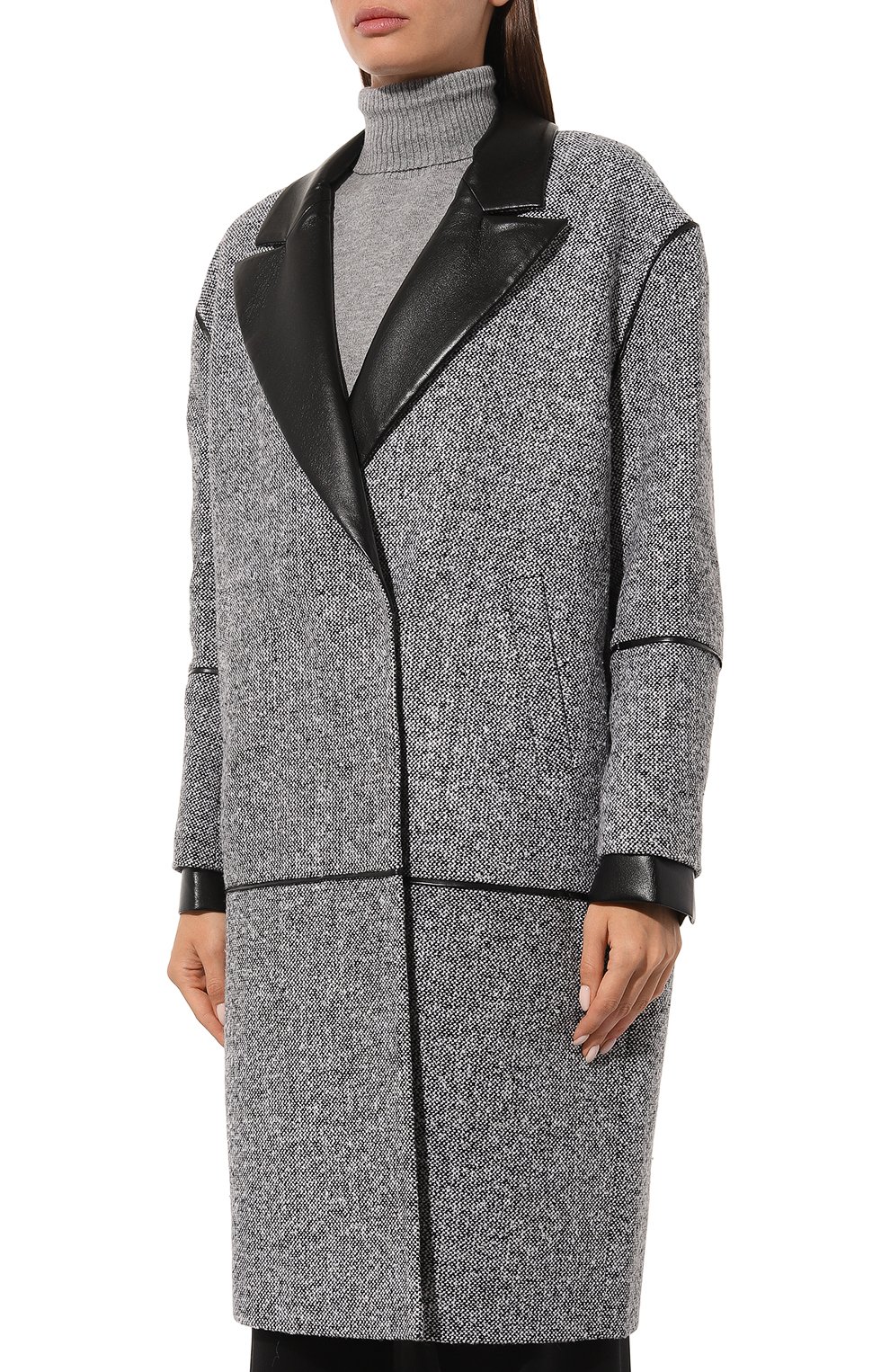 Шерстяное пальто SEVEN LAB черно-белого цвета по цене 43680 руб., арт. SCP.17.120.361, фото 3 Шерстяное пальто SEVEN LAB, арт. SCP.17.120.361, фото 3