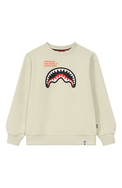 Хлопковый свитшот SPRAYGROUND, арт. SPY1386ESAGE/SHARK BASIC SAGE REGULAR CREWNECK