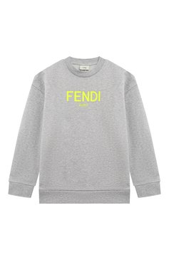 Детского хлопковый свитшот FENDI серого цвета, арт. JUH051/5V0/8A-12+ | Фото 1 (Материал сплава: Проставлено; Нос: Не проставлено; Материал внешний: Хлопок; Девочки Кросс-КТ: Свитшот-одежда)