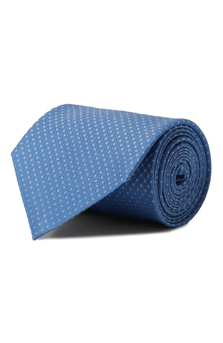 Мужской шелковый галстук STEFANO RICCI голубого цвета, арт. CCXL/52020 | Фото 1 (Принт: С принтом; Материал: Текстиль, Шелк; Материал сплава: Проставлено; Нос: Не проставлено)