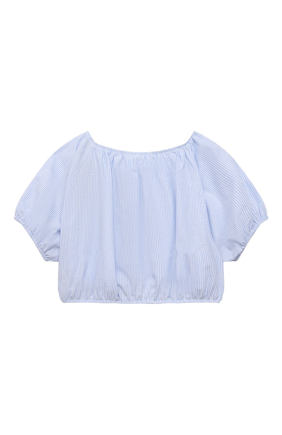 Топ из хлопка и льна DOUUOD голубого цвета по цене 6960 руб., арт. 21E/U/JR/CA22/0332/3A-8A, фото 2 Топ из хлопка и льна DOUUOD, арт. 21E/U/JR/CA22/0332/3A-8A, фото 2