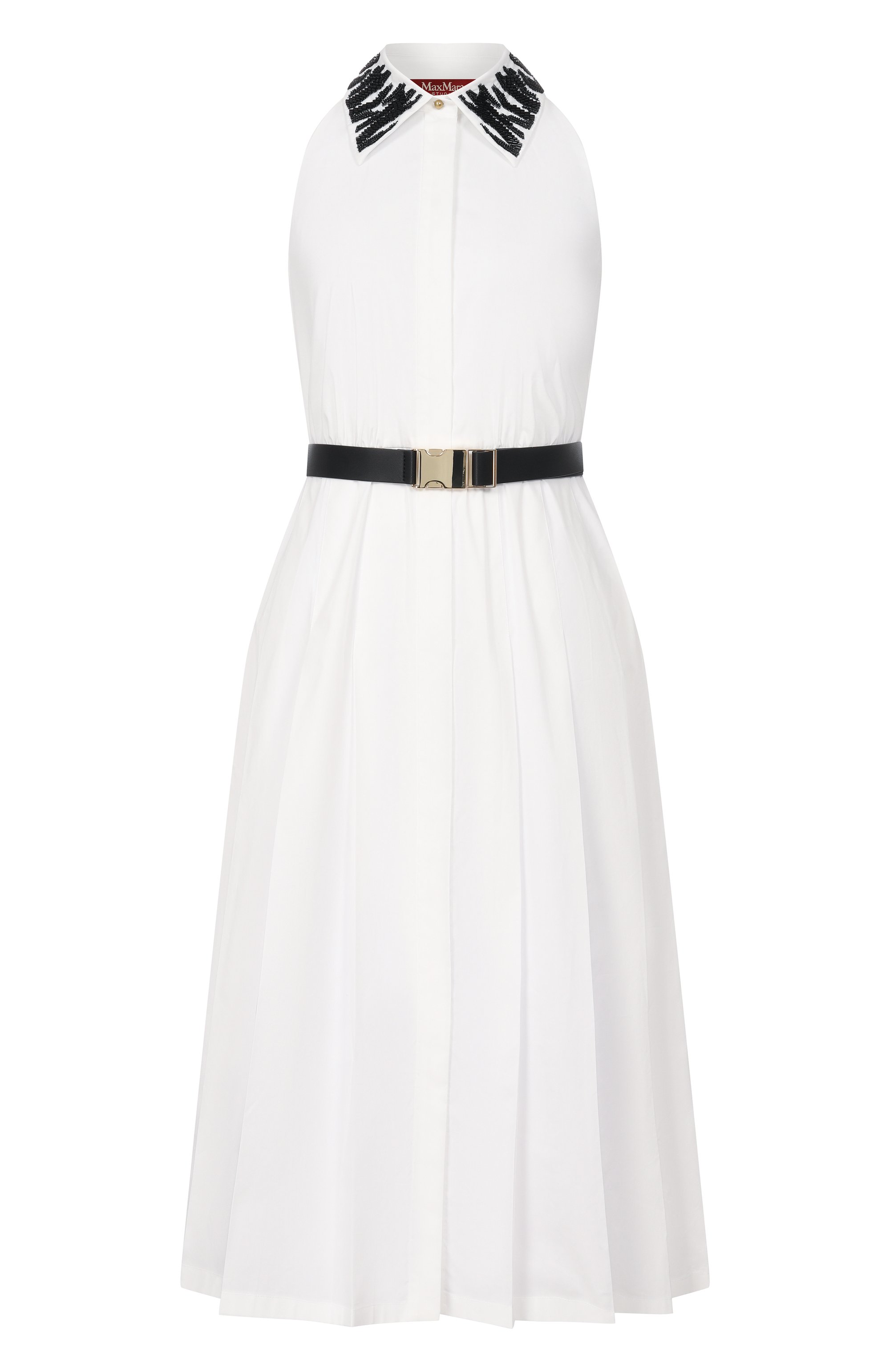 Хлопковое платье MAX MARA STUDIO белого цвета по цене 59950 руб., арт. MSTUBICAT0, фото 1 Хлопковое платье MAX MARA STUDIO, арт. MSTUBICAT0, фото 1