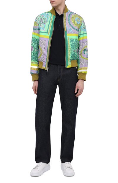 Хлопковое поло VERSACE темно-синего цвета по цене 49950 руб., арт. A87427/A237141, фото 2 Хлопковое поло VERSACE, арт. A87427/A237141, фото 2