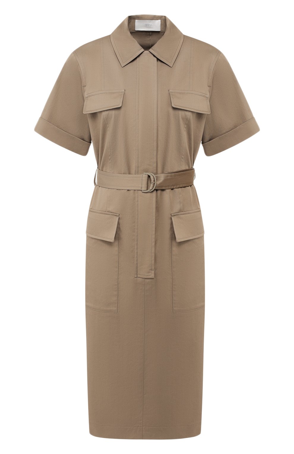 Хлопковое платье BOSS хаки цвета по цене 36100 руб., арт. 50404800, фото 1 Хлопковое платье BOSS, арт. 50404800, фото 1