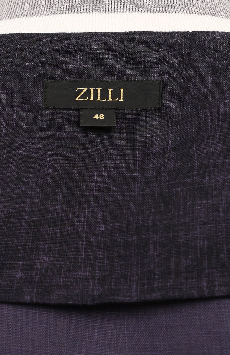 Мужской льняной бомбер ZILLI темно-синего цвета, арт. B0M01BM0800VZL0T1 | Фото 6 (Драгоценные камни: Проставлено; Материал сплава: Проставлено; Материал внешний: Лен; Длина (верхняя одежда): Короткие; Рукава: Длинные; Принт: Без принта; Кросс-КТ: бомбер; Стили: Кэжуэл)