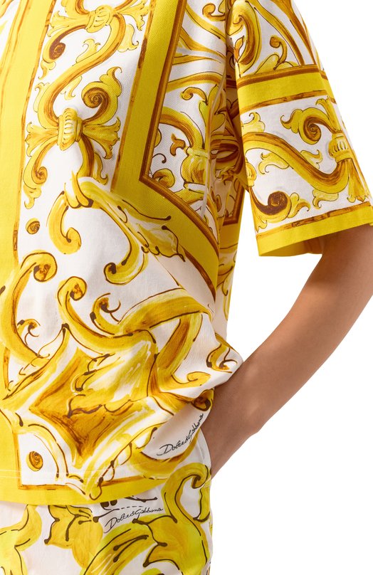 Хлопковая футболка Dolce & Gabbana F8U74T/II7EP Жёлтый  F8U74T/II7EP Фото 5