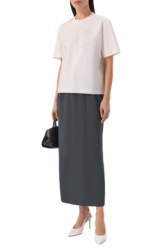 Хлопковая футболка Agnona TT1109E/Y2050E Белый  TT1109E/Y2050E Фото 2