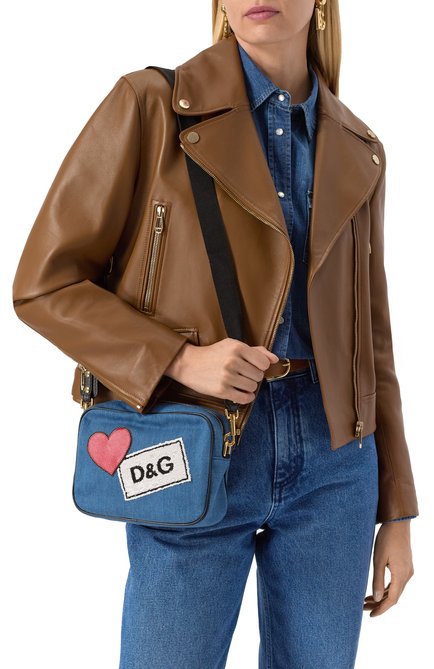 Женская сумка glam small DOLCE & GABBANA синего цвета, арт. BB6294/B9H85 | Фото 2 (Ремень/цепочка: На ремешке; Размер: small; Драгоценные камни: Проставлено; Материал: Текстиль; Материал сплава: Проставлено)