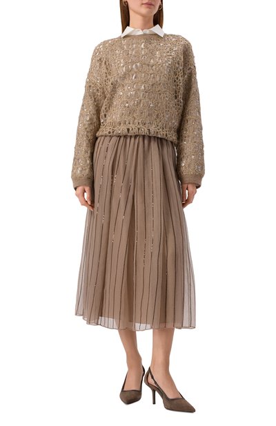 Шелковая юбка BRUNELLO CUCINELLI бежевого цвета по цене 567500 руб., арт. MP940G3884, фото 2 Шелковая юбка BRUNELLO CUCINELLI, арт. MP940G3884, фото 2