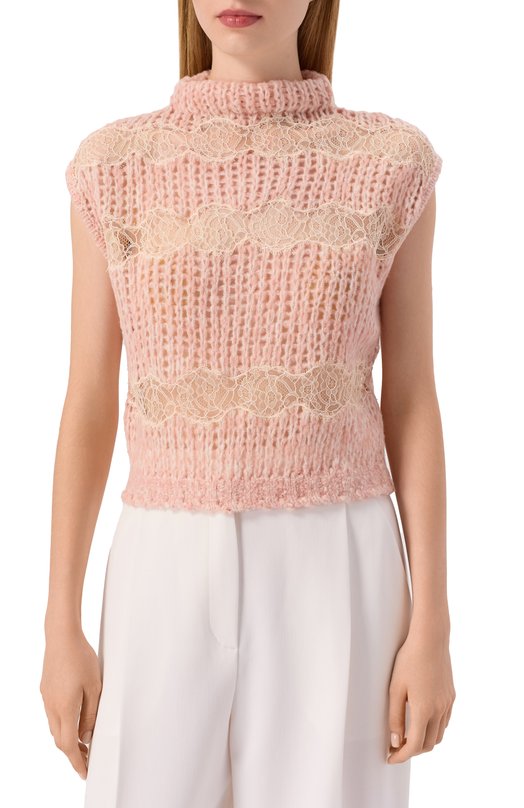 Топ из шерсти и кашемира Giambattista Valli 25FWPVCM0M10/15WCA Розовый  25FWPVCM0M10/15WCA Фото 3