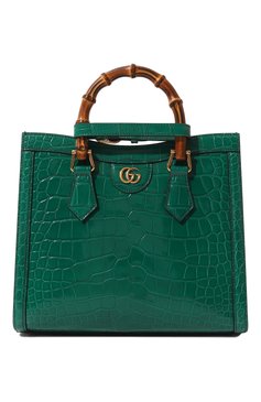 Женский сумка-тоут diana small из кожи крокодила GUCCI зеленого цвета, арт. 660195 EV40T | Фото 1 (Материал: Экзотическая кожа, Натуральная кожа; Материал сплава: Проставлено; Ремень/цепочка: На ремешке; Драгоценные камни: Проставлено; Размер: small)