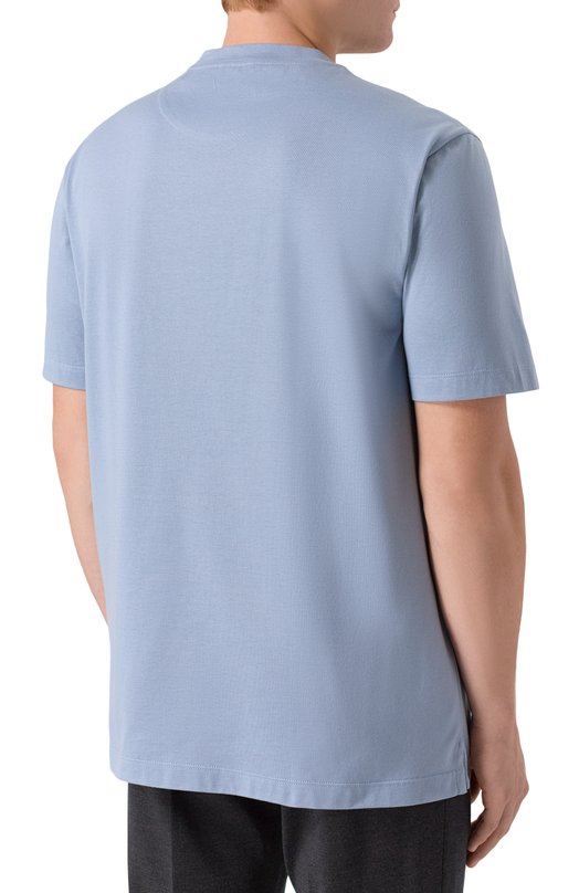 Хлопковая футболка Brioni UJSY0L/0D620 Голубой  UJSY0L/0D620 Фото 4