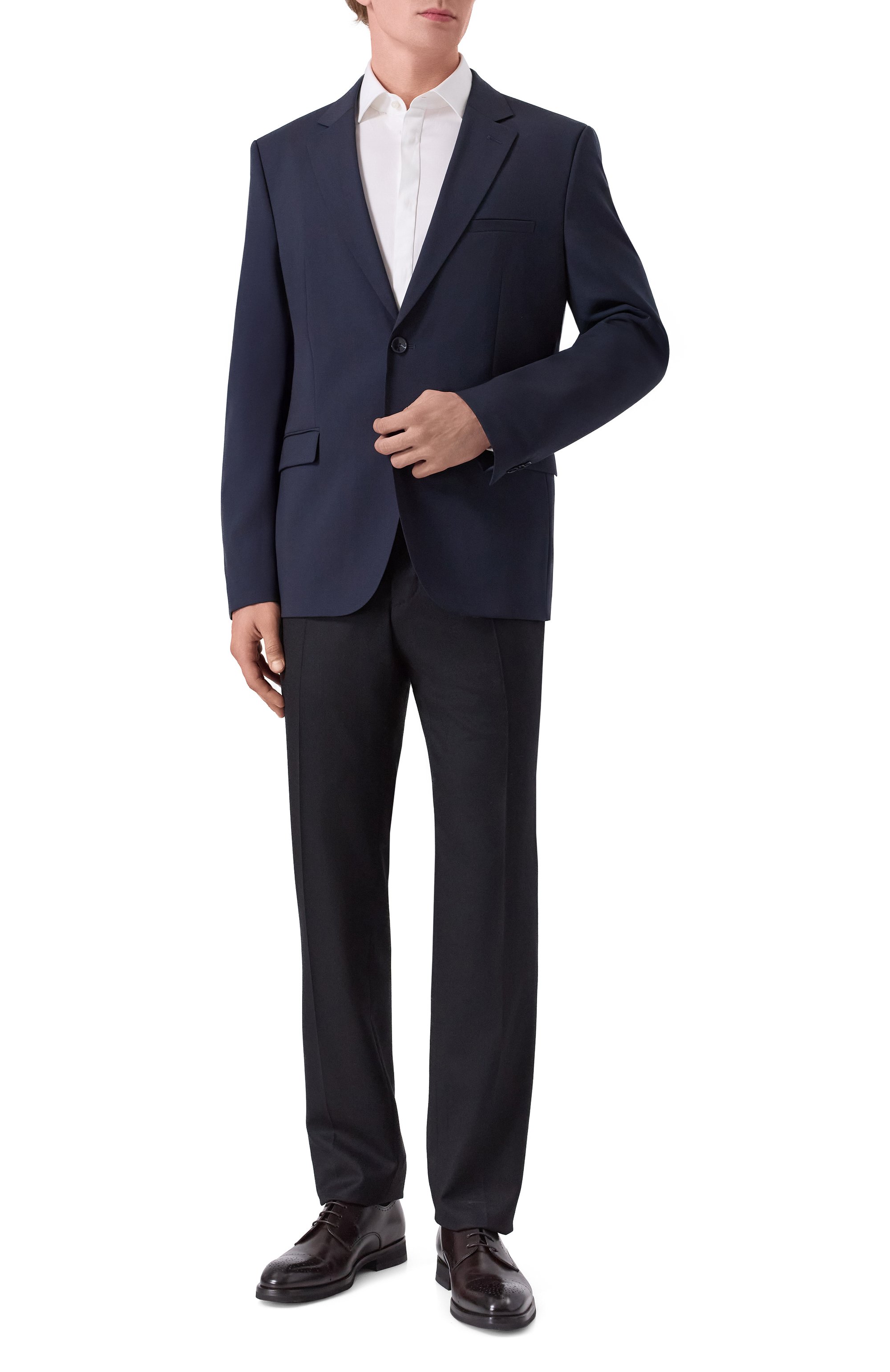 Шерстяной пиджак HUGO темно-синего цвета по цене 49950 руб., арт. 50546616, фото 2 Шерстяной пиджак HUGO, арт. 50546616, фото 2