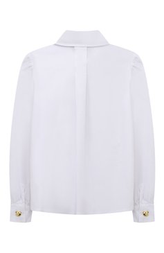 Детское хлопковая блузка MOSCHINO белого цвета, арт. HDC01M/N0Z73/10A-14A | Фото 2 (Материал сплава: Проставлено; Драгоценные камни: Проставлено; Материал внешний: Хлопок; Рукава: Длинные; Стили: Классический)