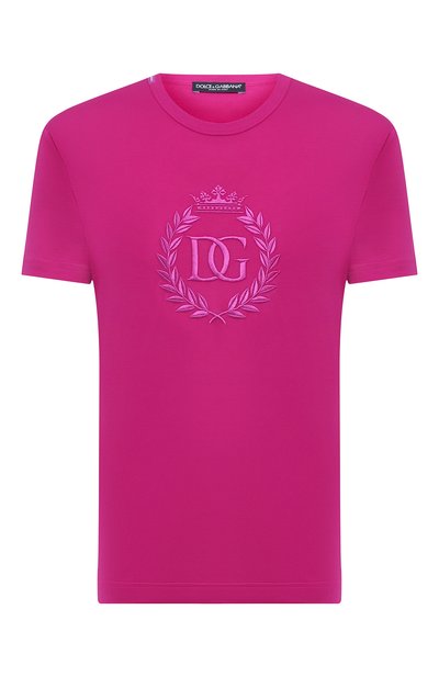 Хлопковая футболка DOLCE & GABBANA розового цвета по цене 62600 руб., арт. G8KBAZ/G7XIU, фото 1 Хлопковая футболка DOLCE & GABBANA, арт. G8KBAZ/G7XIU, фото 1