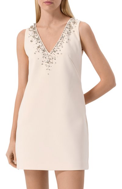 Платье с отделкой стразами LIU JO светло-бежевого цвета по цене 48190 руб., арт. CA5078T2527, фото 3 Платье с отделкой стразами LIU JO, арт. CA5078T2527, фото 3