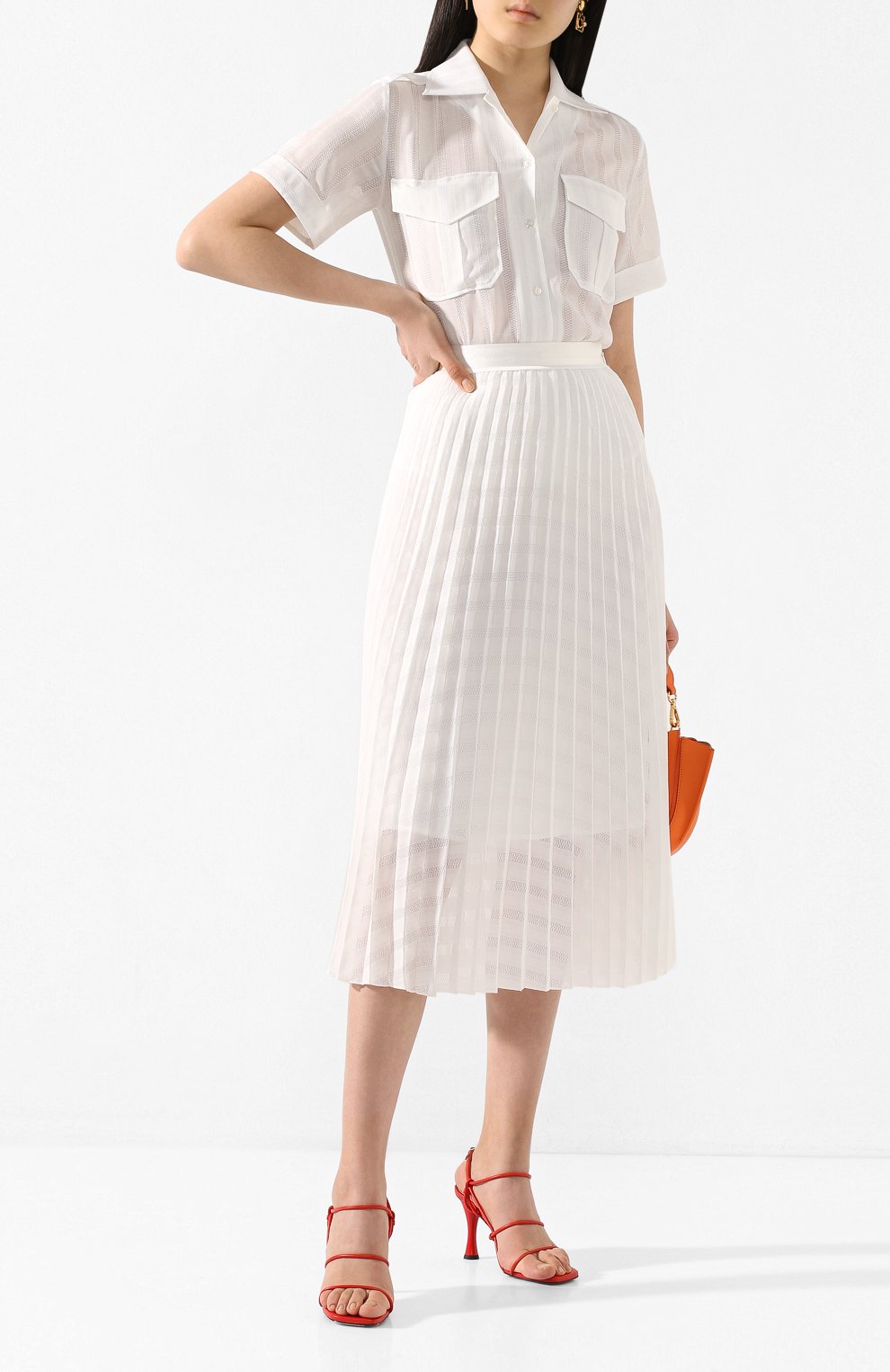 Плиссированная юбка VICTORIA, VICTORIA BECKHAM белого цвета по цене 44850 руб., арт. 2220WSK001017A, фото 2 Плиссированная юбка VICTORIA, VICTORIA BECKHAM, арт. 2220WSK001017A, фото 2