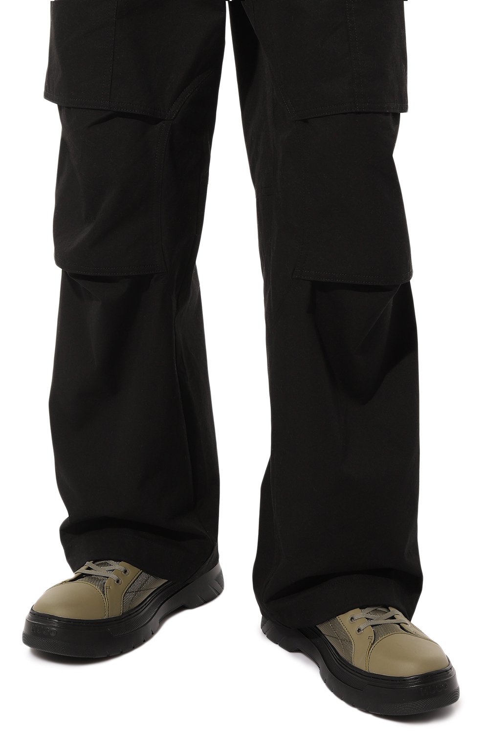 Комбинированные ботинки HUGO хаки цвета по цене 20400 руб., арт. 50498570, фото 3 Комбинированные ботинки HUGO, арт. 50498570, фото 3