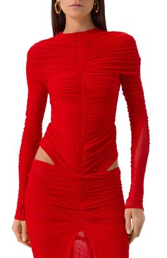 Женское боди MUGLER красного цвета, арт. 25P3B00262595 | Фото 3 (Рукава: Длинные; Женское Кросс-КТ: Боди-одежда; Стили: Кэжуэл; Кросс-КТ: костюм; Материал внешний: Синтетический материал)