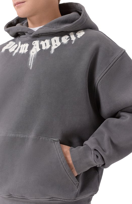 Хлопковое худи Palm Angels PMBB17DF25FLE003 Серый  PMBB17DF25FLE003 Фото 5