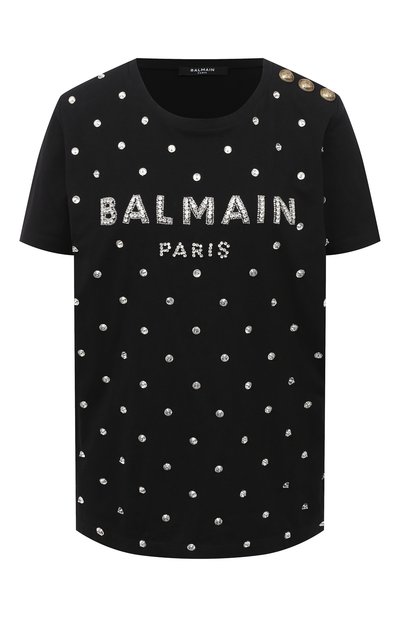 Женская хлопковая футболка BALMAIN, арт. UF11350/P001