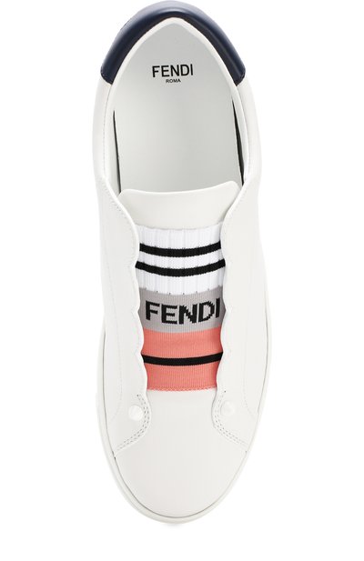 Кожаные кеды с эластичной лентой FENDI белого цвета по цене 74700 руб., арт. 8E6592 3S0, фото 5 Кожаные кеды с эластичной лентой FENDI, арт. 8E6592 3S0, фото 5