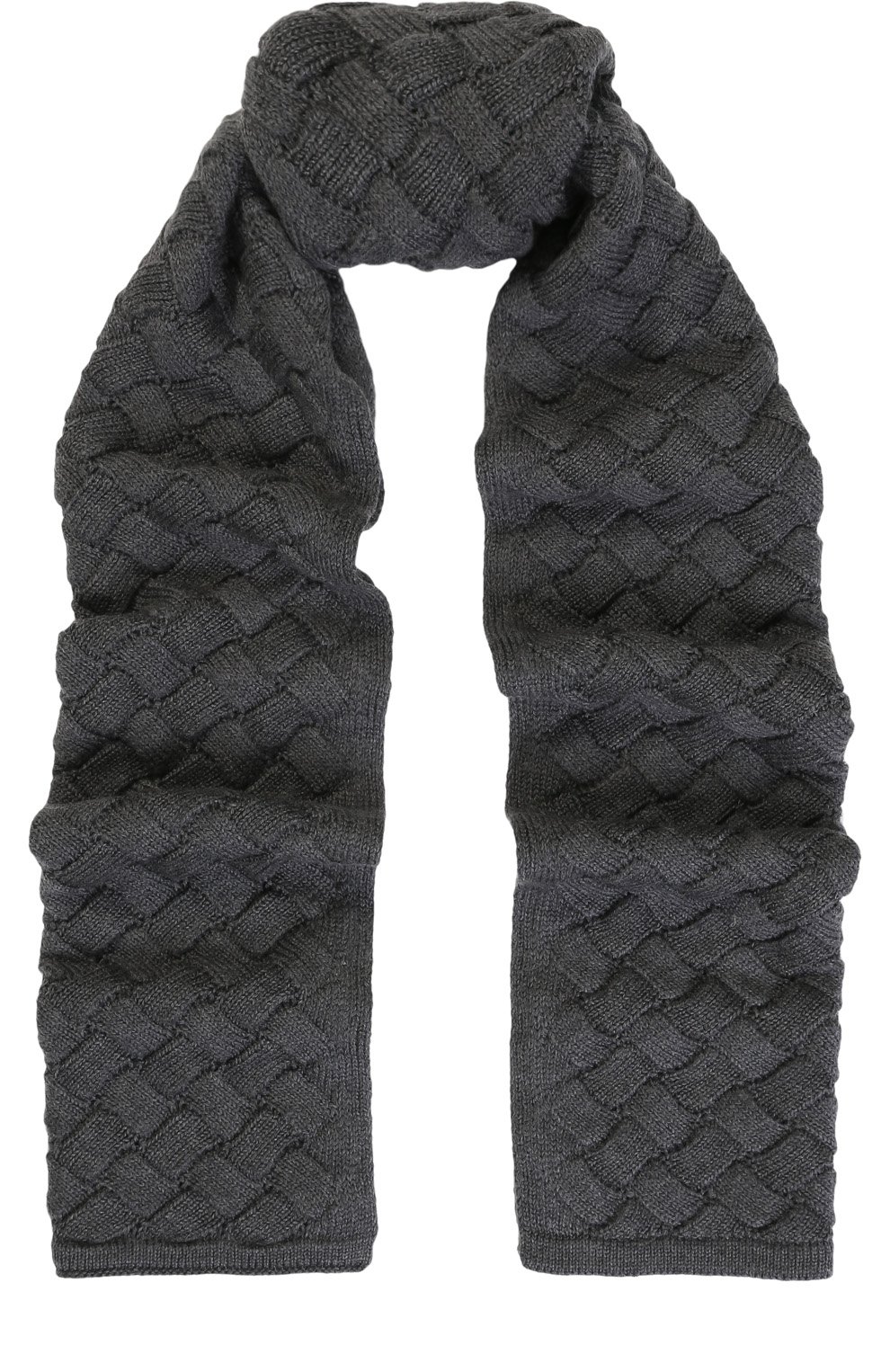 Шерстяной шарф фактурной вязки BOTTEGA VENETA серого цвета по цене 98300 руб., арт. 325518/4V206, фото 1 Шерстяной шарф фактурной вязки BOTTEGA VENETA, арт. 325518/4V206, фото 1