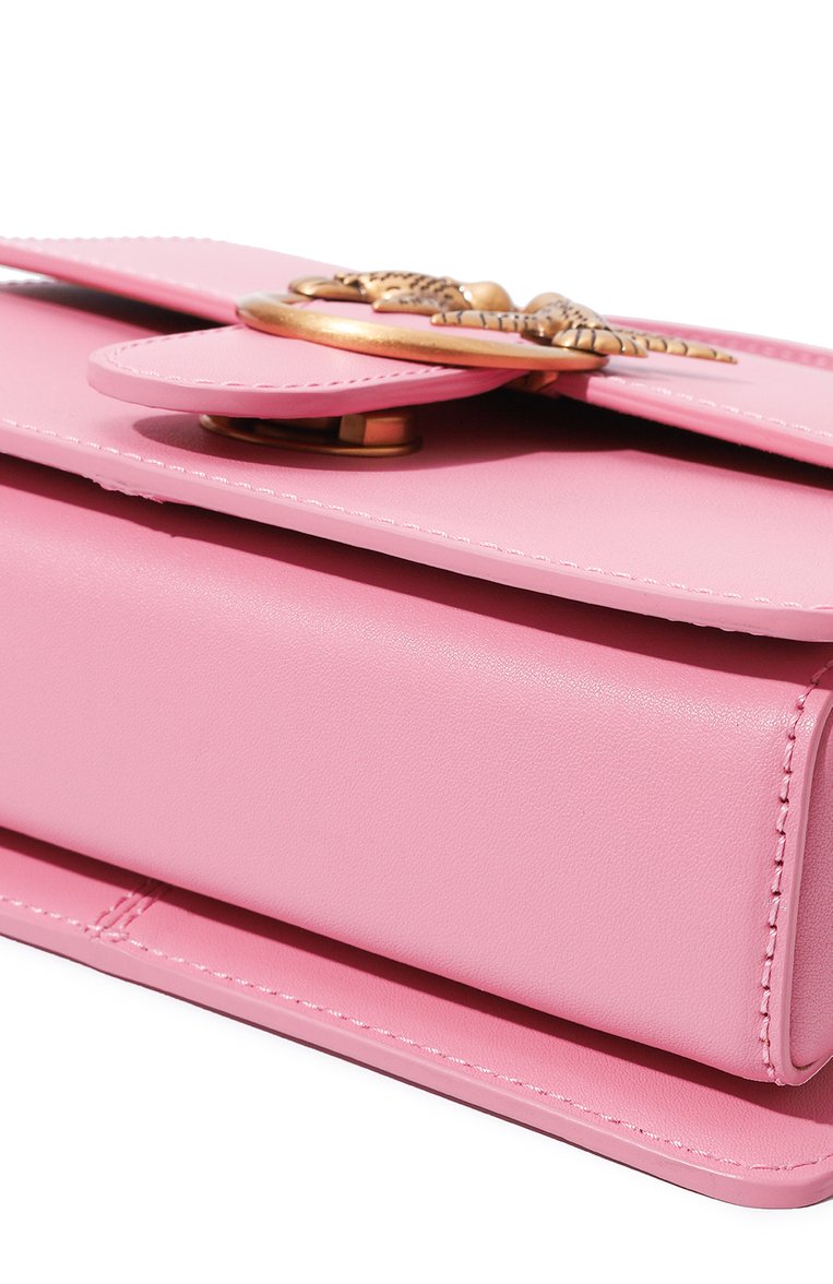 Женская сумка love one PINKO розового цвета, арт. 100071/A0F1 | Фото 3 (Материал: Натуральная кожа; Материал сплава: Проставлено; Размер: mini; Ремень/цепочка: На ремешке; Драгоценные камни: Проставлено)
