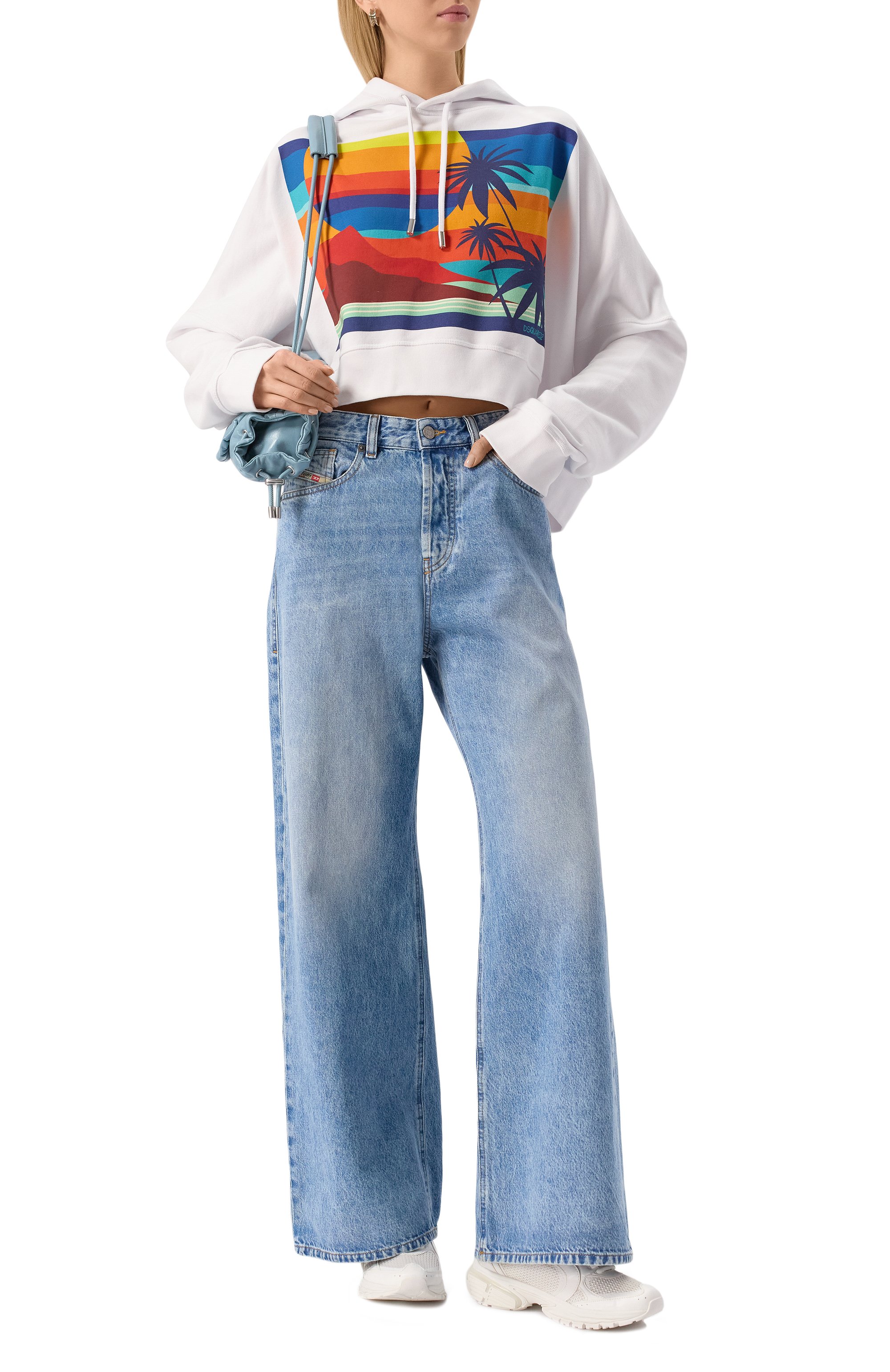 Хлопковое худи DSQUARED2 белого цвета по цене 51400 руб., арт. S73GU0105/S25551, фото 2 Хлопковое худи DSQUARED2, арт. S73GU0105/S25551, фото 2