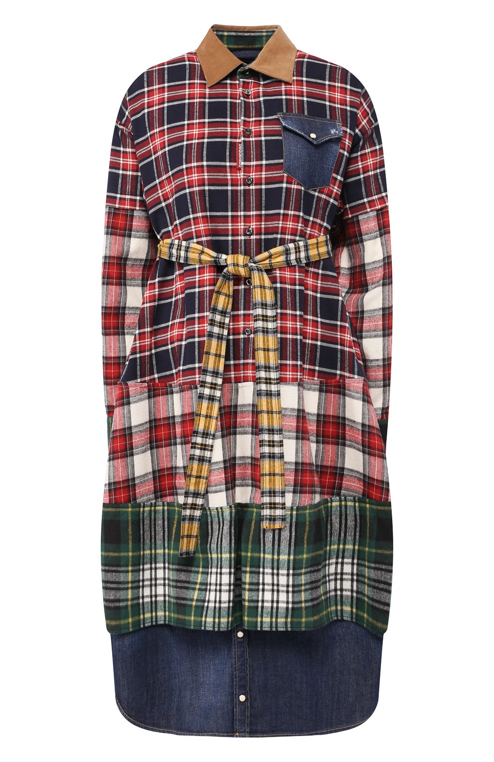 Хлопковое платье DSQUARED2 разноцветного цвета по цене 104000 руб., арт. S75CV0088/S48113, фото 1 Хлопковое платье DSQUARED2, арт. S75CV0088/S48113, фото 1
