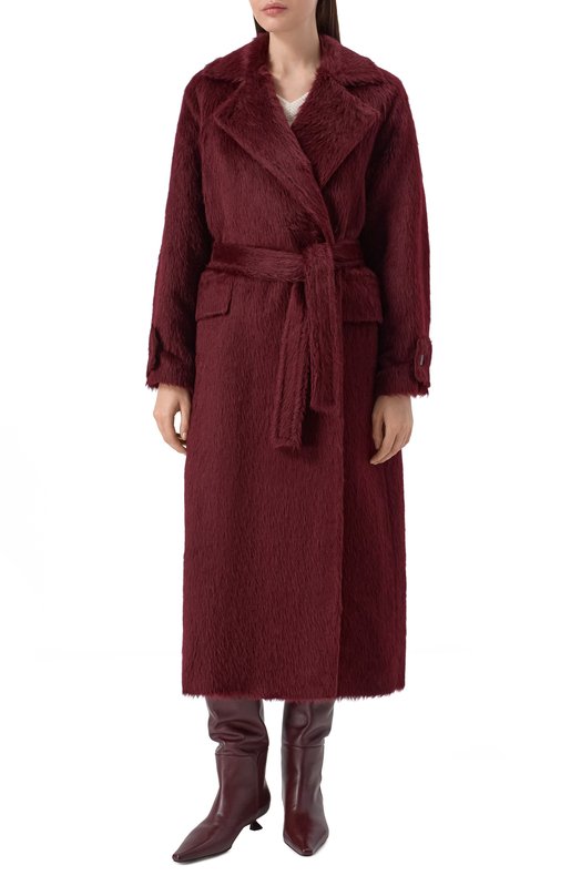 Шерстяное пальто Max Mara ALBATA1234 Бордовый  ALBATA1234 Фото 3