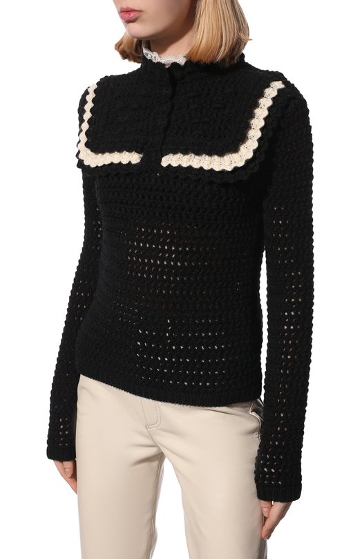 Шерстяной свитер Saint Laurent Чёрный, фото 3