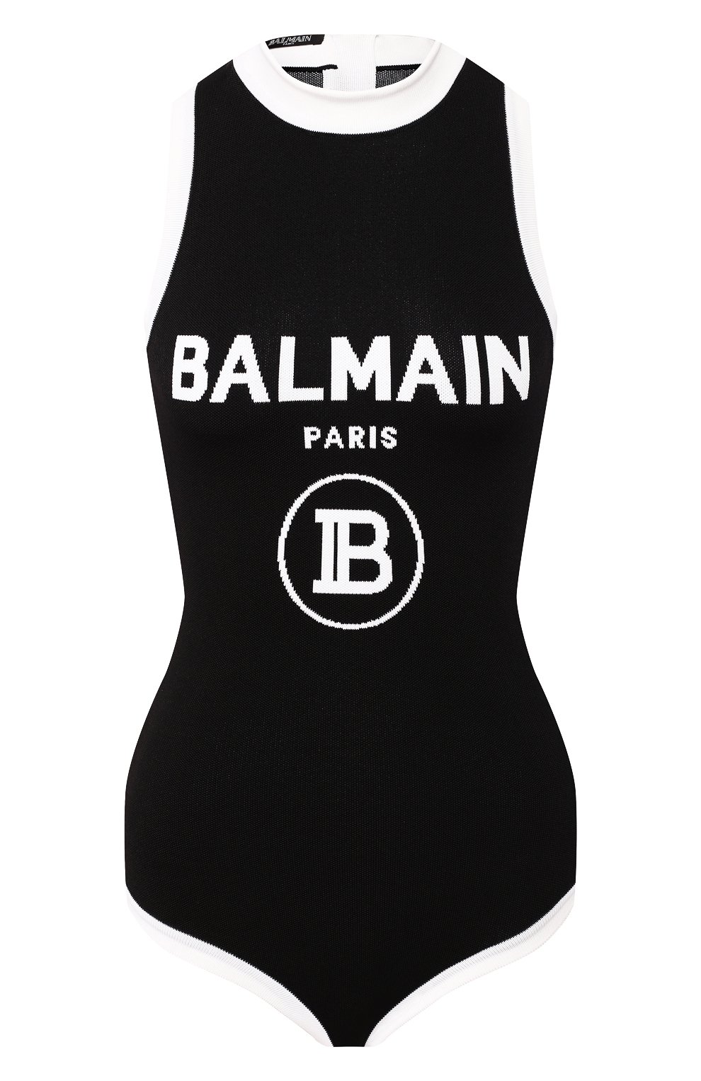 Боди из вискозы BALMAIN черно-белого цвета по цене 118500 руб., арт. SF10932/K478, фото 1 Боди из вискозы BALMAIN, арт. SF10932/K478, фото 1