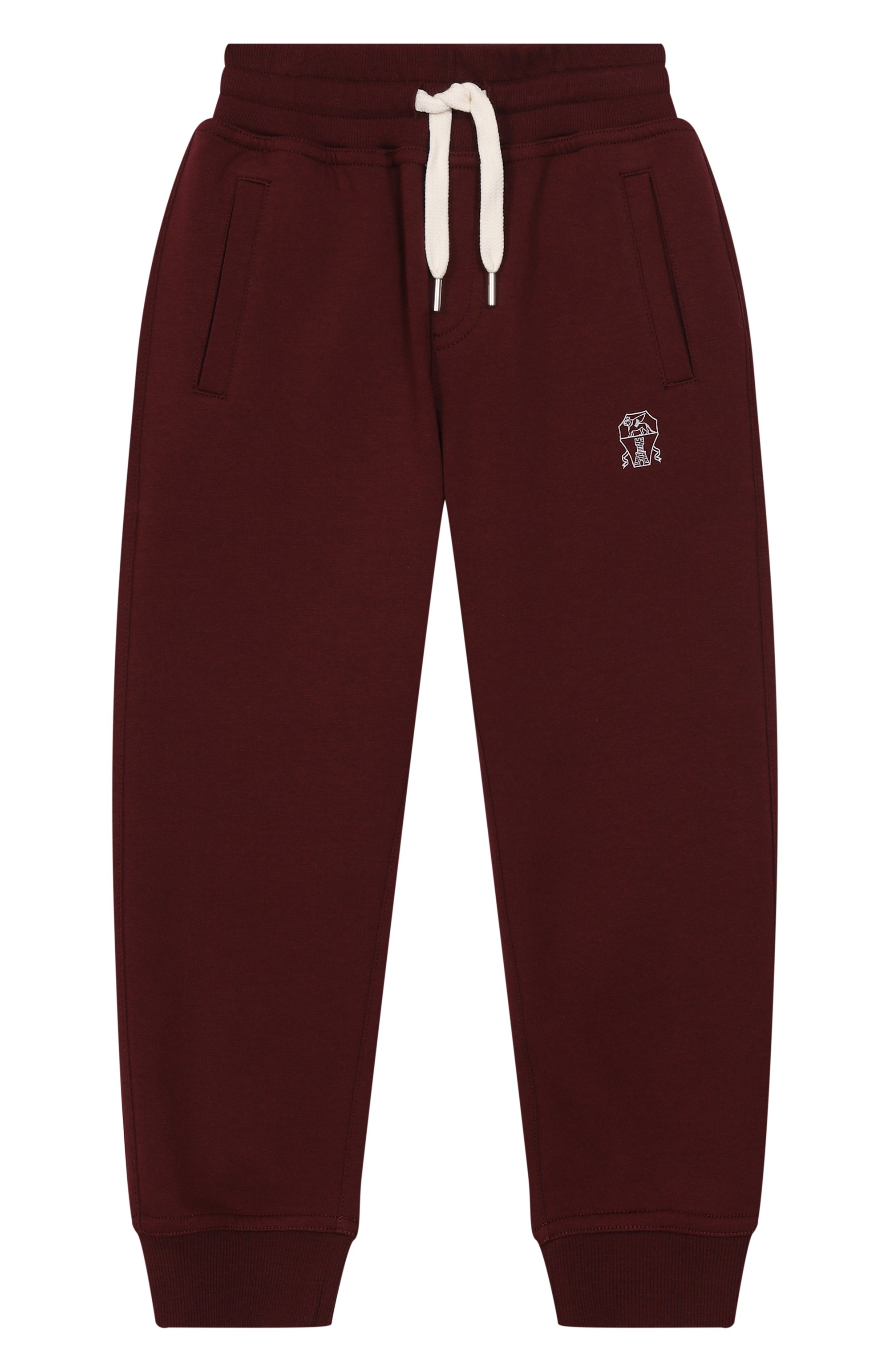 Хлопковые джоггеры BRUNELLO CUCINELLI бордового цвета по цене 47050 руб., арт. BW863E347B, фото 1 Хлопковые джоггеры BRUNELLO CUCINELLI, арт. BW863E347B, фото 1