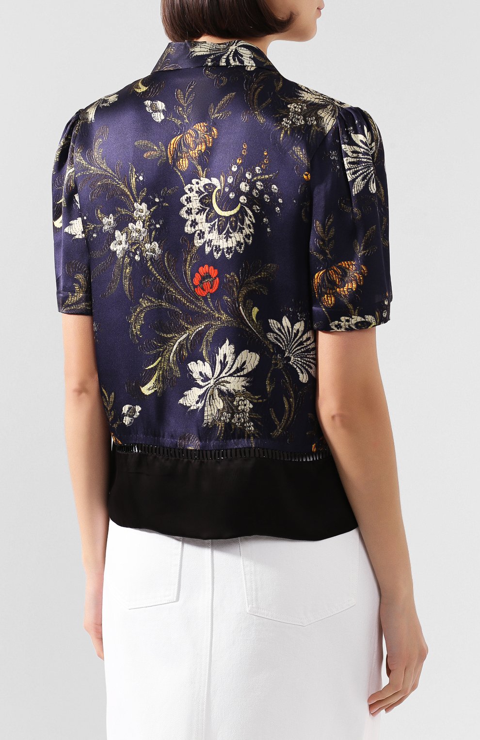 Шелковая рубашка DRIES VAN NOTEN темно-синего цвета по цене 97500 руб., арт. 201-18601-9413, фото 4 Шелковая рубашка DRIES VAN NOTEN, арт. 201-18601-9413, фото 4