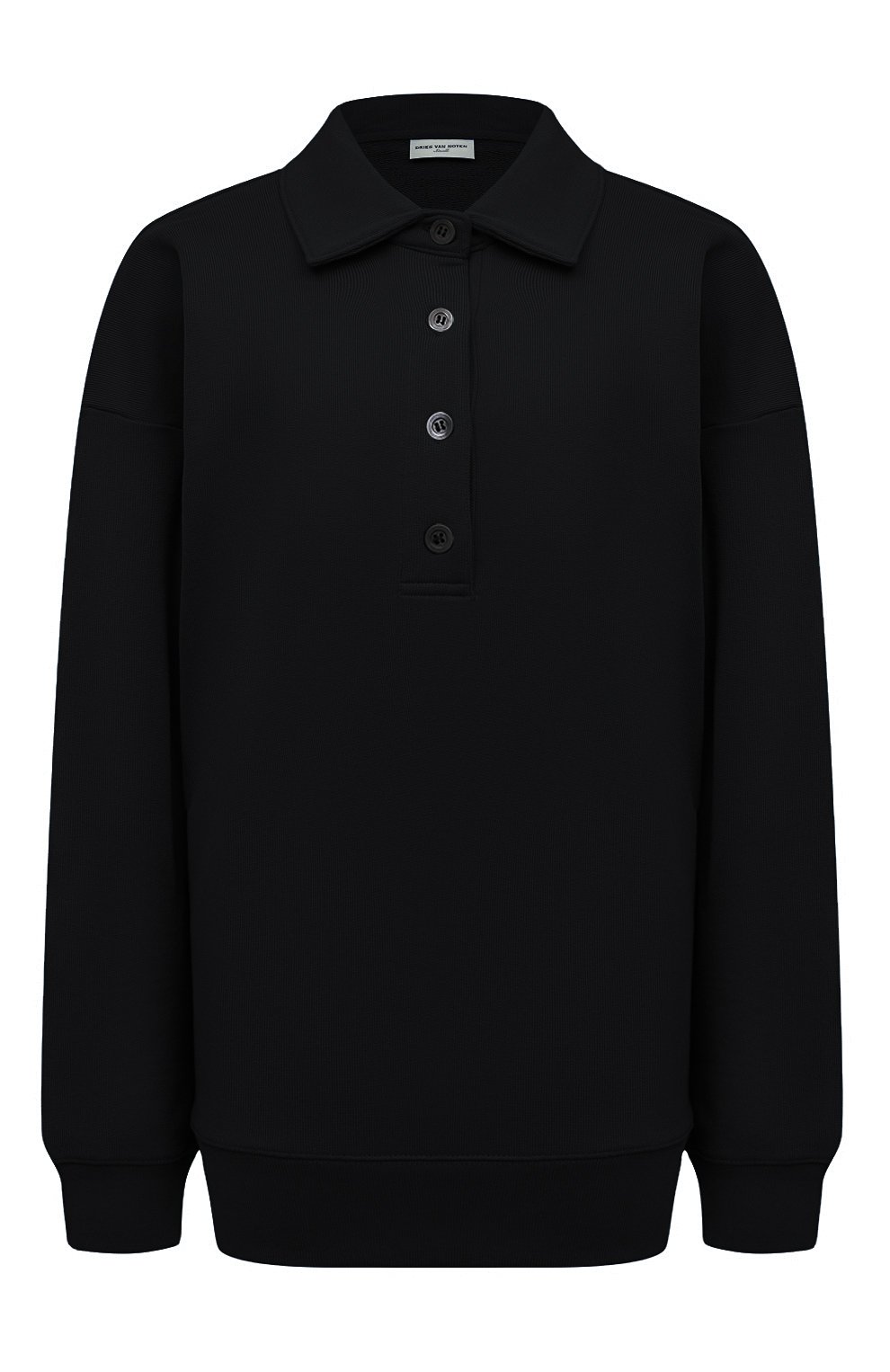 Хлопковое поло DRIES VAN NOTEN черного цвета по цене 45600 руб., арт. 222-011129-5615, фото 1 Хлопковое поло DRIES VAN NOTEN, арт. 222-011129-5615, фото 1