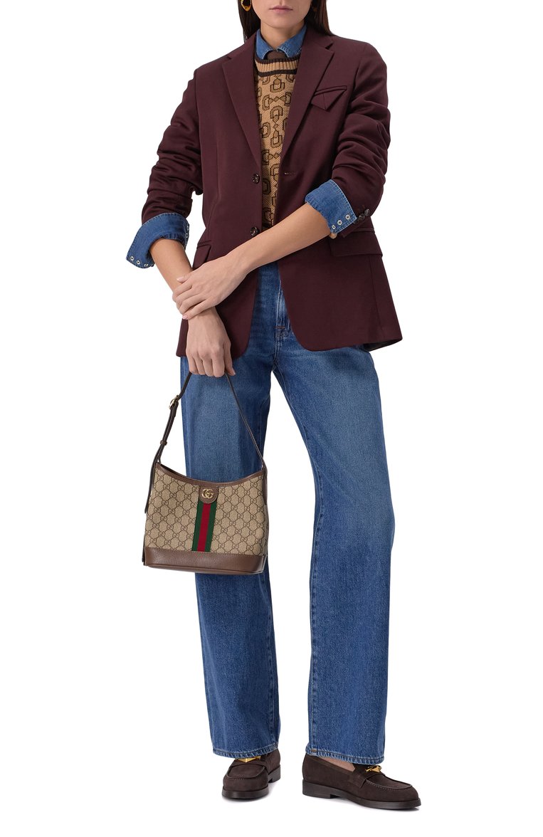Женская сумка ophidia small GUCCI бежевого цвета, арт. 781402/96IWG | Фото 7 (Материал: Экокожа, Текстиль; Размер: small)