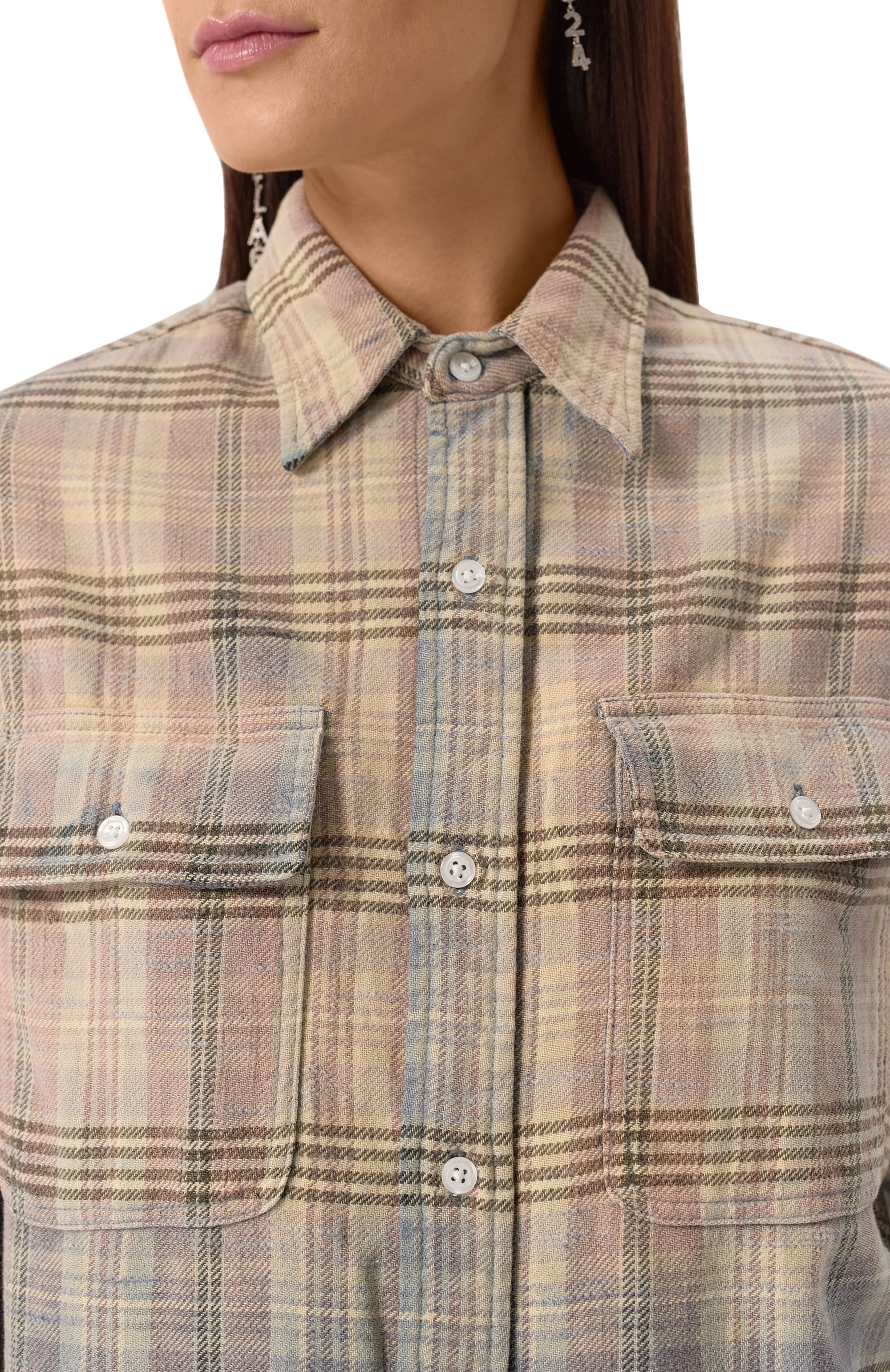 Хлопковая рубашка R13 разноцветного цвета по цене 74600 руб., арт. R13WR266-R458B, фото 5 Хлопковая рубашка R13, арт. R13WR266-R458B, фото 5