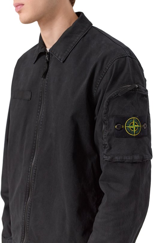 Хлопковая куртка-рубашка Stone Island K1S151200003/S0004 Чёрный  K1S151200003/S0004 Фото 5