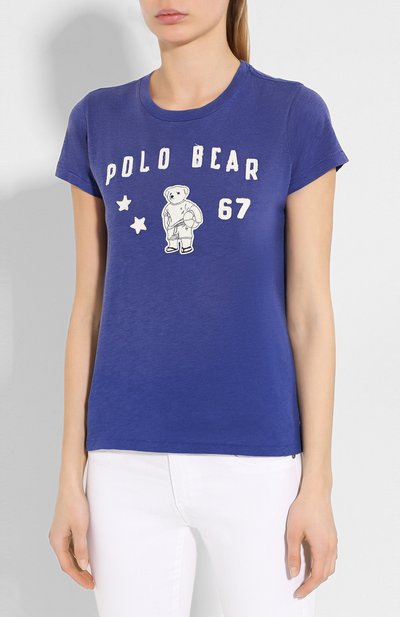 Хлопковая футболка POLO RALPH LAUREN синего цвета по цене 8575 руб., арт. 211792194, фото 3 Хлопковая футболка POLO RALPH LAUREN, арт. 211792194, фото 3