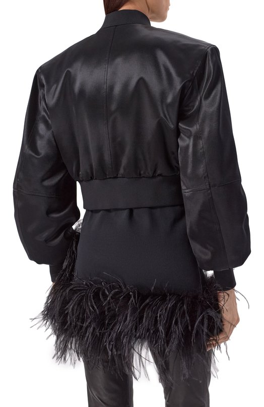 Атласный бомбер The Attico 260WCB00104/VVV102AA Чёрный  260WCB00104/VVV102AA Фото 4