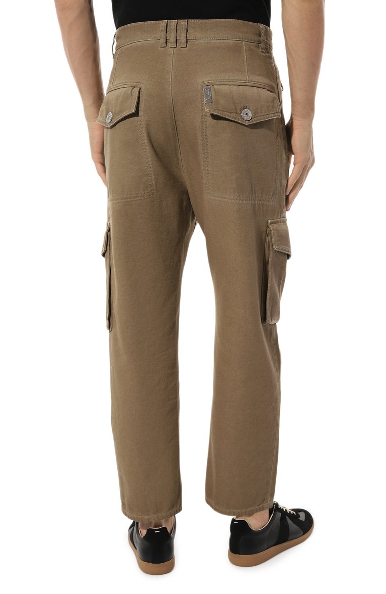 Мужские хлопковые брюки-карго BALMAIN бежевого цвета, арт. AH0PQ006CD96 | Фото 4 (Материал внешний: Хлопок; Длина (брюки, джинсы): Укороченные; Случай: Повседневный; Силуэт М (брюки): Карго; Стили: Милитари, Кэжуэл)