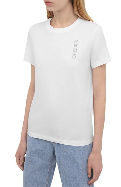 Хлопковая футболка KENZO белого цвета по цене 17400 руб., арт. FB62TS8474SA, фото 3 Хлопковая футболка KENZO, арт. FB62TS8474SA, фото 3