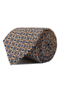 Мужской шелковый галстук KITON бежевого цвета, арт. UCRVKLC01I90 | Фото 1 (Принт: С принтом; Материал: Текстиль, Шелк; Материал сплава: Проставлено; Нос: Не проставлено)